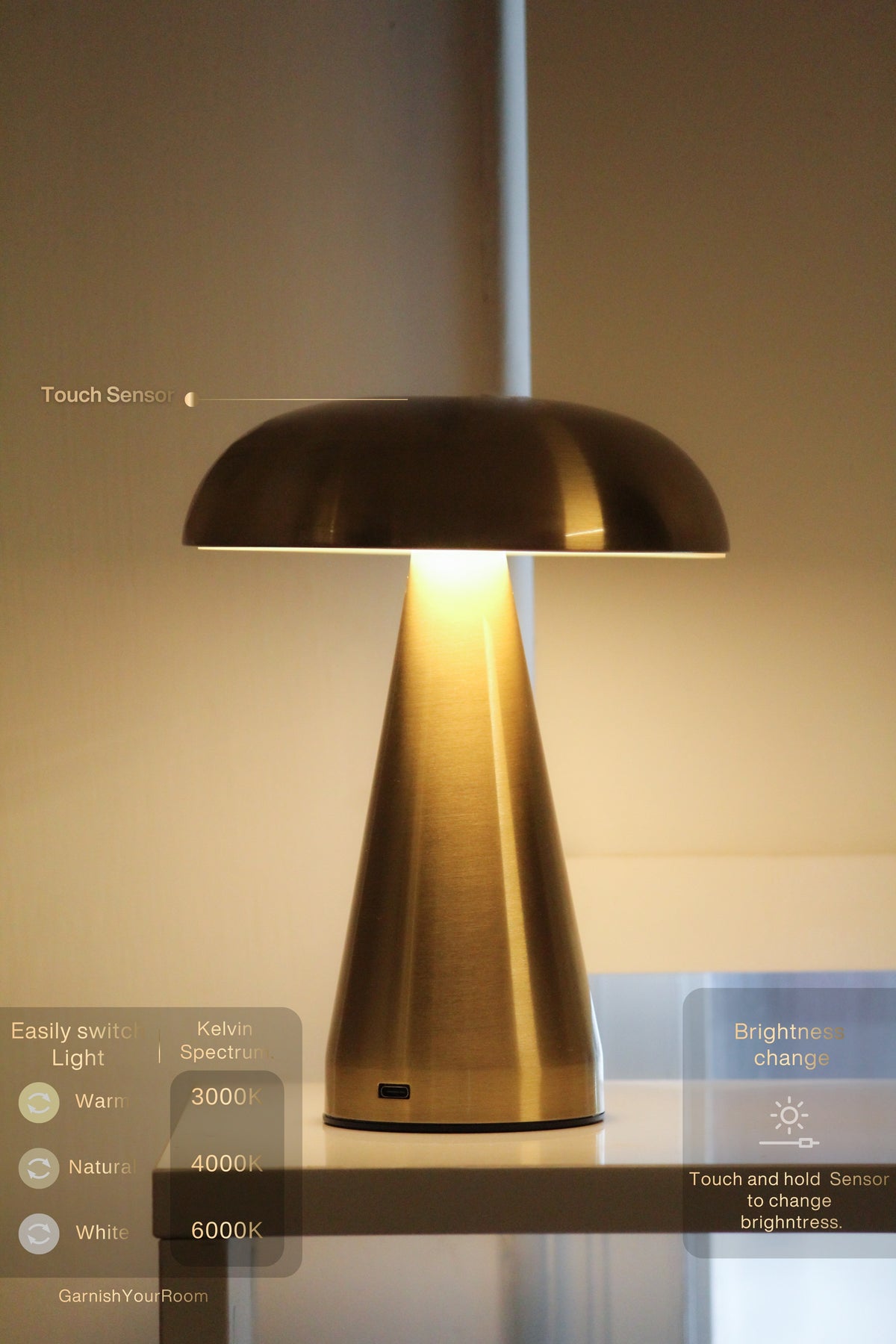 Mushroom Metal Lamp - Touch Sensor