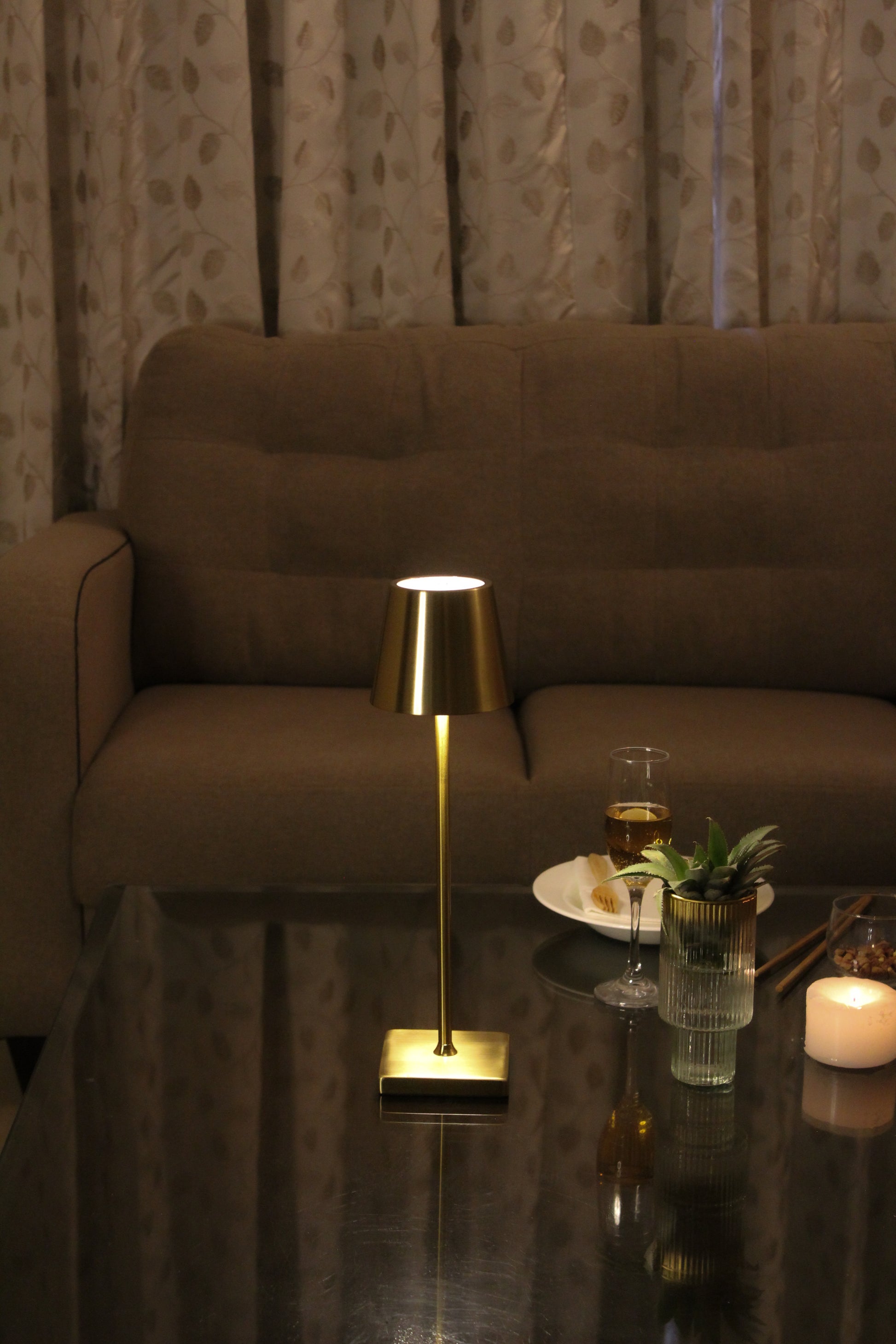 Metal Touch Sensor Lamp On Centre table for glow 