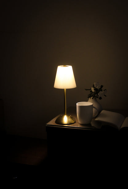 Willow Whimsy Metal Lamp - Touch Sensor. Glowing innocently in a living room.
