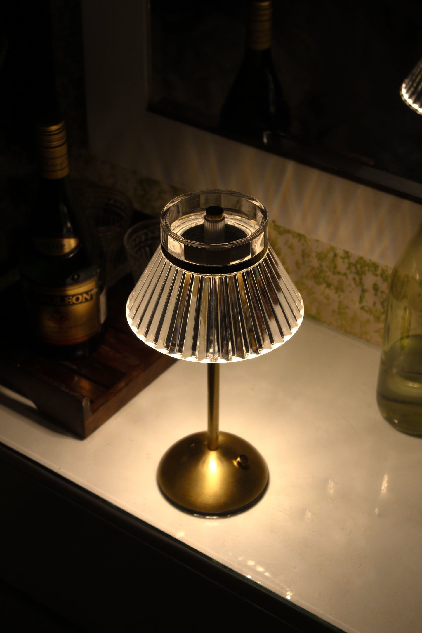 Lucid Luxe metal touch lamp, a cordless sculptural light piece for modern minimalist interiors