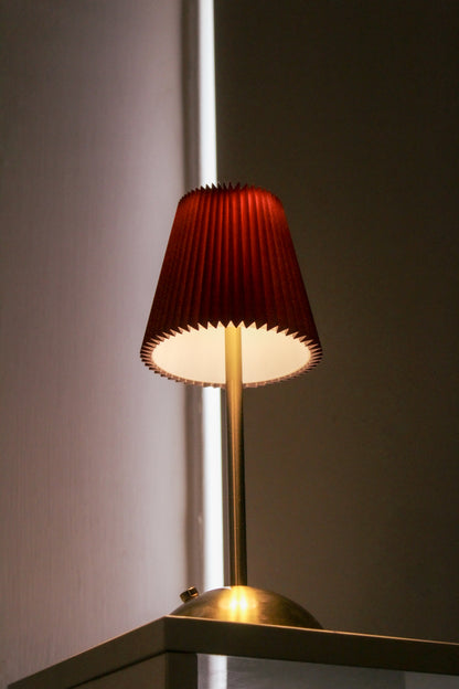 High-angle shot of the Gazing Velvet Kasa lamp showing the elegant "Kasa" shade design.