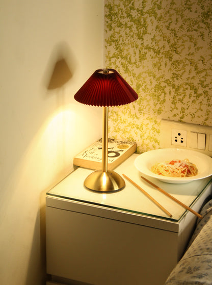 The Velvet Kasa Metal Lamp - Set On The Side Table For Luxury High End Aesthetics.