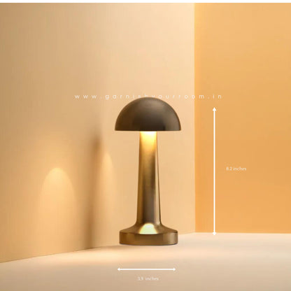 Button Mushroom Metal Lamp - Touch Sensor , Close Interior Product Picture. Showing Dimensions